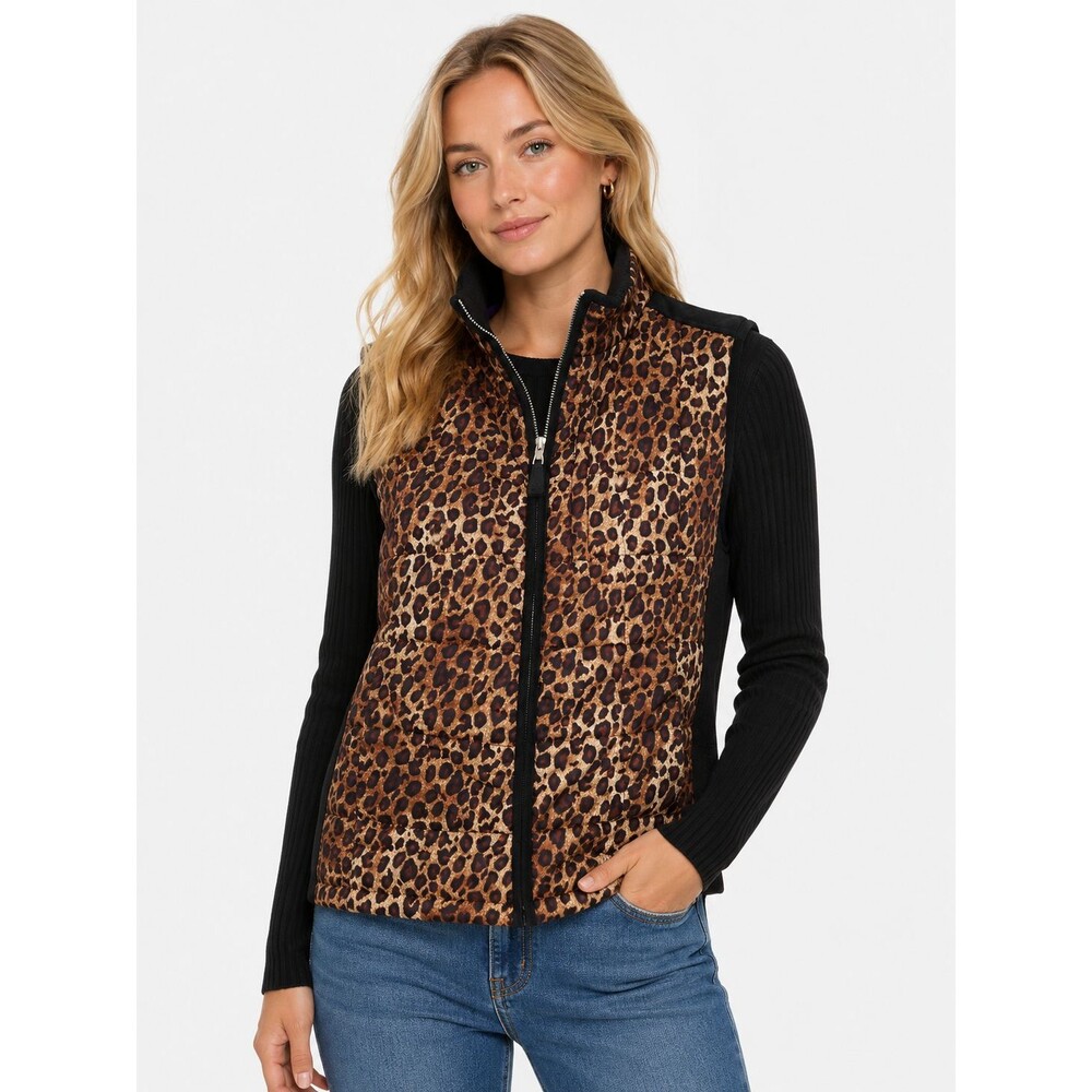 Ralph Lauren Vest Sleeveless Jacket Size 3x Animal Print Zip Front Quilted Plus